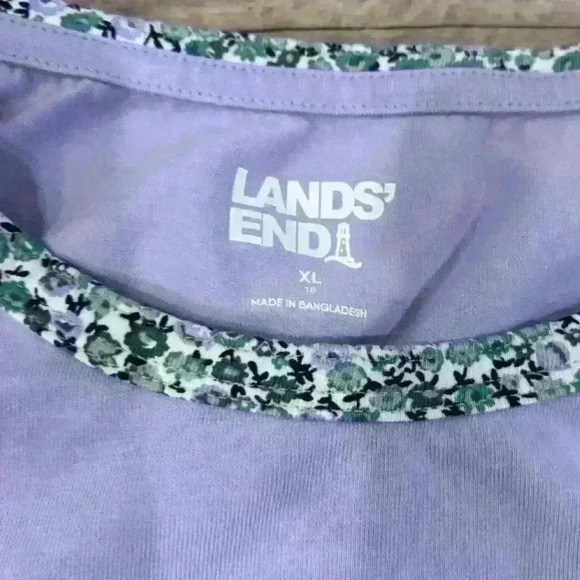Lands End purple with floral accent long sleeve shirt size XL - Picture 3 of 4